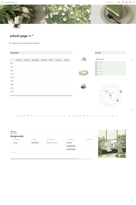 Green Aesthetic Template, Notion Decor, School Notion, School Planner Template, Notion Board, Assignment Tracker, Notion Inspo, Notion Aesthetic, Template Green