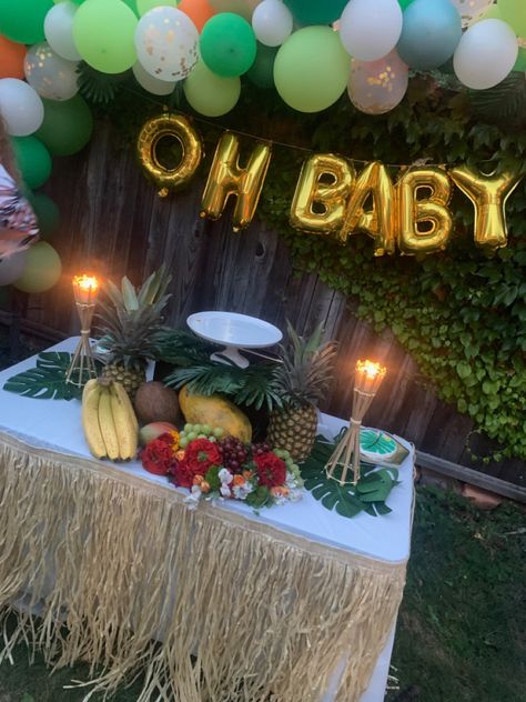 Hawaii Baby Shower Theme, Hawaiian Baby Shower Theme Boy, Gender Reveal Tropical Theme, Island Baby Shower Theme, Hawaiian Baby Showers, Tropical Baby Shower, Island Theme, Our Baby, Boy Baby Shower