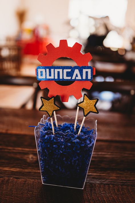 Transformers Custom Name Centerpiece - Cardstock - Gear - Super Hero Party Transformers Centerpieces, Name Centerpiece, Transformers Custom, Transformers Party, Transformers Birthday Parties, Transformers Birthday, Super Hero Party, Kd 6, Transformer Party