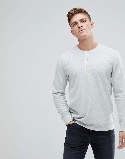 Abercrombie & Fitch Waffle Henley Long Sleeve Top in Off White Long Sleeves Outfit Men, Abercrombie Men, Waffle Henley, Henley Long Sleeve, Men Photoshoot, Mens Editorial, Long Sleeve Outfits, Khaki Pants Men, Vest Designs