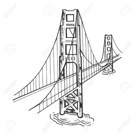 Golden Gate Bridge Drawing Simple, Golden Gate Bridge Sketch, Bridge Drawing Sketches, Golden Gate Tattoo, Bridge Sketch Simple, Bridge Tattoo Simple, Golden Sketch, Golden Bridge San Francisco, Golden Gate Bridge Drawing