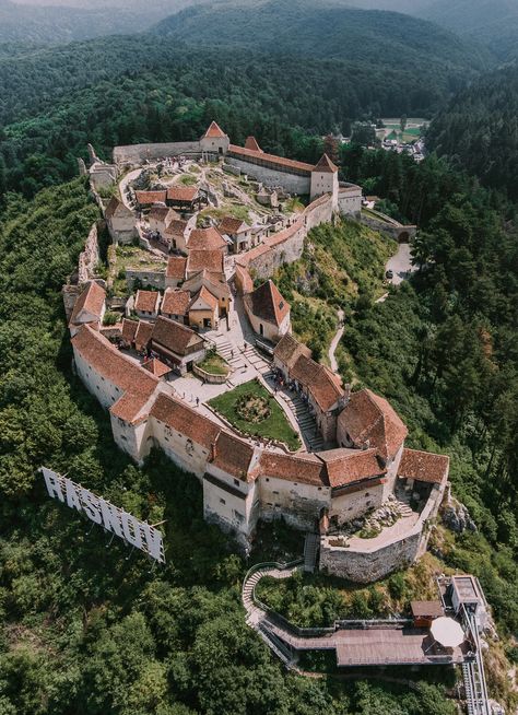 Early Medieval Castle, Castle Built Into Mountain, Medieval Castle Layout, Ancient Fortress, Medieval Fortress, Carpathian Mountains, European Castles, Medieval World, Castle Designs