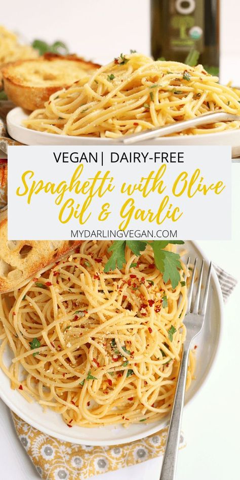 Dairy Free Spaghetti Recipes, No Dairy Pasta Recipes, Garlic Pasta Olive Oil, Vegan Linguine Recipes, Non Dairy Pasta Recipes, Pasta Sauce Dairy Free, Spaghetti Sides Dishes, Olive Oil Pasta Sauce, Gf Noodles