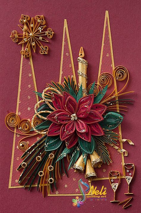 Quilling Christmas Cards #quilling #Christmas #cards #decorhomeideas Neli Quilling, Paper Quilling Cards, Quilling Christmas, Paper Quilling Patterns, Quilled Creations, 3d Quilling, Quilling Craft, Quilling Techniques, Quilling Paper Craft