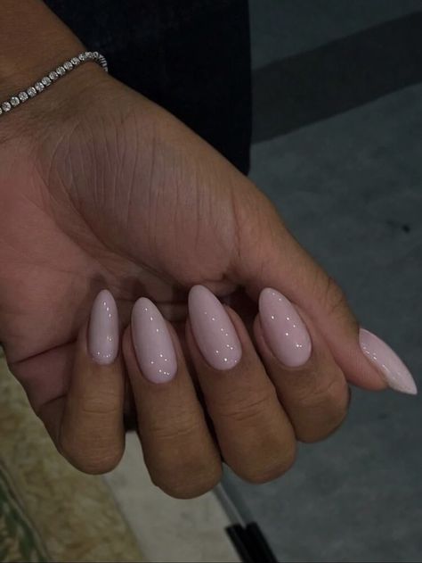 Natural Oval Nails Almond, Pink Natural Almond Nails, Natural Nail Ideas Acrylic, Almond Natural Acrylic Nails, White Nails And Pink, Almond Nails Natural Color, Solid Colors Nails, Almond Nails Color Ideas, Basic Nails Almond