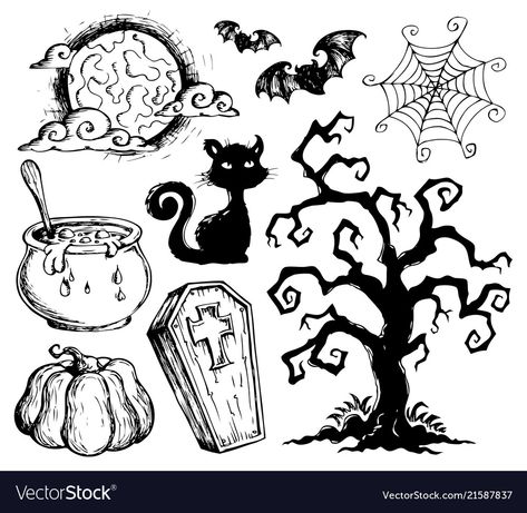 Halloween Pictures To Draw, Gambar Halloween, Easy Halloween Drawings, Halloween Doodles, Photo Halloween, Image Halloween, Fröhliches Halloween, Illustration Ideas, Halloween Drawings