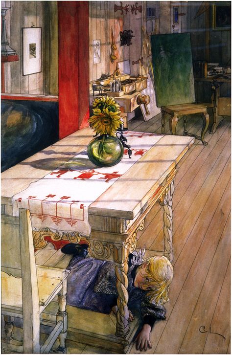 Carl Larsson - Wikimedia Commons Maurice De Vlaminck, Carl Spitzweg, Illustration Kunst, Carl Larsson, Hur Man Målar, Art Et Illustration, Scandinavian Art, Hide And Seek, Painting Digital