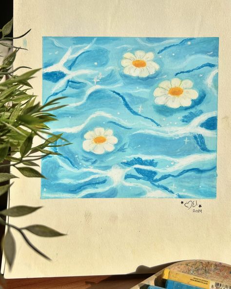 Flowers floating on water💦✨ Bruh this drawing is unluck xD i couldnt post it tho it was finished since Dec 2023😭 anyway i finally got the chance to post itt . . . . . #flowers #oilpastel #artist [small artist, support,oilpastel,paintings,drawings,flowers] Artist Support, Pastel Illustration, Water Drawing, Instagram Flowers, Oil Pastel Paintings, Painting Inspo, Sketchbook Pages, Floating In Water, Pastel Flowers