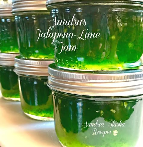 Sandra's Alaska Recipes: SANDRA’S JALAPEÑO-LIME JAM Cake Cookie Bars, Lime Jam, Jalapeno Jelly Recipes, Alaska Recipes, Pepper Jelly Recipe, Recipe With Beef, Canning Jam Recipes, Pepper Jelly Recipes, Jalapeno Jam