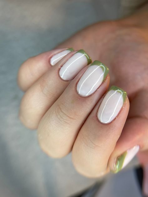 White French Tip, Green Tips, Wedding Nails For Bride, Cat Kuku, Bridal Nails, Nails Inspo, Green Nails, Nails Ideas, Wedding Nails