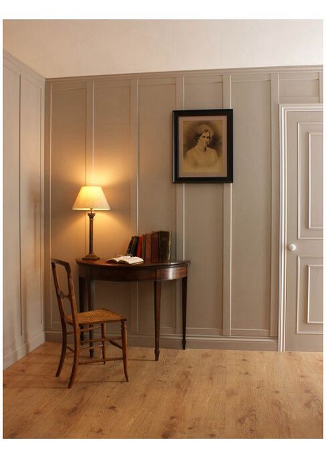 Wide painted vertical panels Contemporary Wall Panelling, Classic Wall Panel, Moulding Ideas, Batten Walls, Wainscoting Height, Wainscoting Kits, Faux Wainscoting, Beadboard Wainscoting, Wainscoting Styles