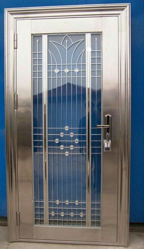 Steel Entry Doors, Art Deco Door, Steel Door Design, Steel Gate Design, Door Diy, Art Deco Inspiration, Stainless Steel Door, Door Art, Cool Doors