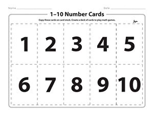 Print these handy number cards on card stock and use them to practice number recognition and basic facts. For a fun twist, cards can be used to play Addition Number Grab, a variation of War! #educationdotcom Number Cards 0-9 Free Printable, Number Cards 1-10 Printable Free, Number Order Worksheets, Kindergarten Math Lesson Plans, 10 Number, Teacher Helper, Math Number Sense, 1st Grade Math Worksheets, Number Stencils