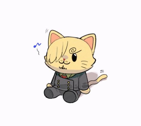 Chibi Sanji, One Piece Fairy Tail, Vinsmoke Sanji, Chibi Cat, Sanji Vinsmoke, One Piece Crew, One Peice Anime, Cat Icon, One Piece Drawing