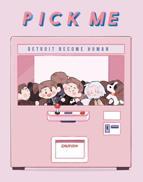 Claw Machine Illustration, Connor Fanart, Matcha Sticker, Claw Crane, Dbh Connor, Crane Machine, Detroit: Become Human, 강아지 그림, Claw Machine