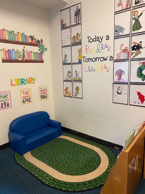 Simple Reading Corner Classroom, Class Decoration Ideas Primary School, Reading Area Decor Classroom, Readers Are Leaders Bulletin Board, Today A Reader Tomorrow A Leader Wall, Today A Reader Tomorrow A Leader Board, Reading Corner Kindergarten, Preschool Reading Nook, Preschool Library Decor