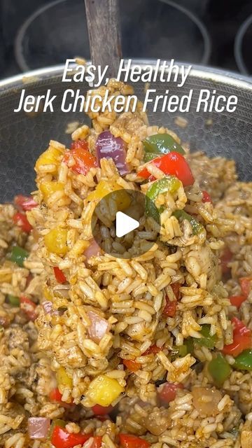 Razi Khan on Instagram: "Easy, Healthy Jerk Chicken Fried Rice meal prep! It’s high protein, low calorie, and packed with flavour. Make it in 20 minutes!👇🏼 - Jerk Chicken: • 600g chicken thighs, cubed (or chicken breast) • 2 tsp olive oil • 2-3 tbsp jerk seasoning (I used grace: mild) • 1 tsp paprika • 1/2 tsp salt and pepper - Fried Rice: • 1 red onion, chopped • 1 red bell pepper, chopped • 1 green bell pepper, chopped • 1 cup diced pineapple (optional for a sweet kick) • 3 tbsp light soy sauce • 560g of cooked rice - Notes: • Feel free to add/substitute your choice of veggies for the fried rice such as carrots, green onions, peas and more. • If you feel the jerk flavour is too light for your liking, you can add more of the jerk seasoning at the end and mix it up. - Servings: • 4 meals Jerk Chicken Fried Rice Recipe, Jerk Chicken Fried Rice, Jerk Fried Rice, Jerk Chicken And Rice Recipe, Chicken Fried Rice Meal Prep, Chicken Fried Rice Meal, Jerk Rice, Fried Rice Meal Prep, Chicken Breast And Rice