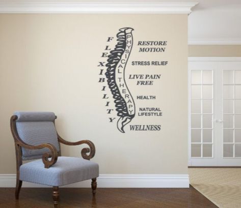 Customize this unique decal with any size or color listed. Chiropractic Office Design, Unique Decals, Clinic Interior Design, Clinic Design, Family Wall, Room Interior Design, Chiropractic, Physical Therapy, Vinyl Wall Decals