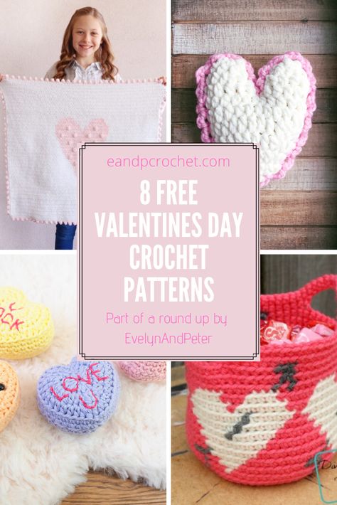 8 Free Crochet Valentine's Day Patterns - Evelyn And Peter Crochet #freecrochet #valentinesday Valentines Day Crochet, Valentine's Day Crochet, Valentine Crochet, Crochet Valentine Patterns, Crochet Patterns Free, Valentines Patterns, Valentines Crochet, Free Valentine, Quick Crochet