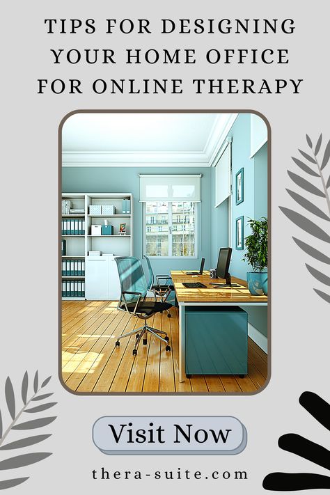 Tips for Designing Your Home Office for Online Therapy | Tips to Decorate an Online Therapy Office Telehealth Therapy Office, Therapist Home Office Telehealth, Teletherapy Office Setup, Virtual Therapy Office, Telehealth Office Setup, Therapist Home Office, Gallery Wall Living Room Couch, Home Therapy Office, Therapy Home Office