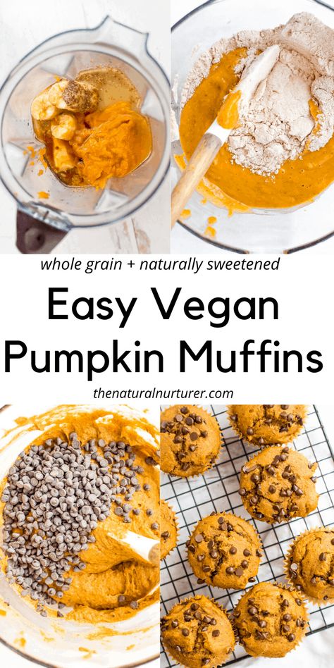 These Vegan Pumpkin Muffins are quick to make, full of flavor, and packed full of good-for-you ingredients. Dairy free + egg-free – these muffins are perfect for breakfast, snack or as a healthy dessert. #veggieloaded #vegan #pumpkinmuffins #healthymuffins #thenaturalnurturer Muffins Chocolate Chip, Egg Free Muffins, Pumpkin Vegan, Pumpkin Muffins Recipe, Vegan Pumpkin Muffins, Baking Pumpkin, Muffins Pumpkin, Peach Kitchen, Muffins Easy