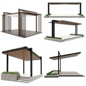 Pergola 3 - 3D Model for Corona Metal Pergola Patio Ideas, Poolside Ideas, Garden Ornaments Diy, House Fence Design, Bar Exterior, Wooded Landscaping, Car Shade, Metal Pergola, Layout Architecture