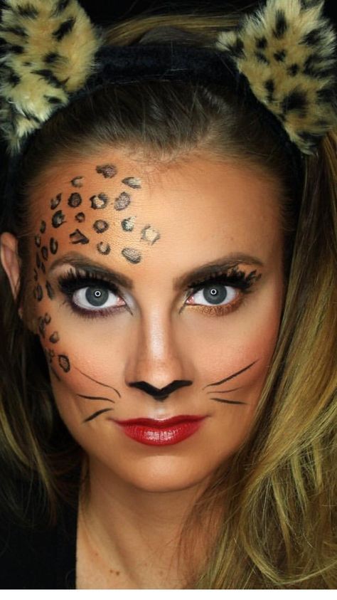 Leopard makeup Leopard Makeup Halloween, Carnaval Make-up, Leopard Halloween, Leopard Makeup, Angela Lanter, Halloween Make-up Looks, Best Makeup Tutorials, Halloween Tutorial, Makeup List