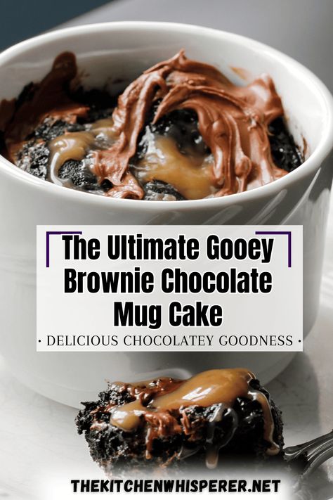 When that sweet tooth craving hits and you NEED a sweet treat and fast, this Gooey Brownie Mug Cake is perfect! Delicious chocolatey goodness is just minutes away! The Ultimate Gooey Brownie Chocolate Mug Cake For One, microwave desserts, microwave brownies, sweet tooth, fast desserts Dessert In A Mug Recipe, One Minute Chocolate Mug Cake, 1 Minute Brownie In A Mug, Baking In Microwave Recipes, 15 Min Dessert Recipes, Fudge Brownie Mug Cake, Good Mug Cake Recipe, Delicious Mug Cake Recipes, Milo Mug Cake Microwave