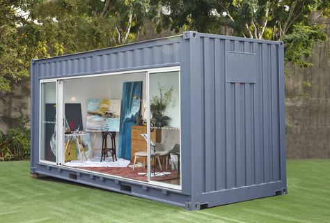 shipping container room Shipping Container Conversions, Shipping Container Architecture, Sea Containers, Container Conversions, Container Office, Backyard Studio, Container Buildings, Container Architecture, Art Studio At Home