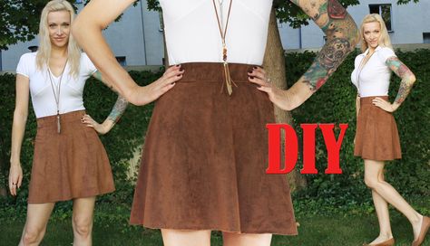 DIY Faux Leather Skirt - also for vegans #veganleather #diyskirt #diysuedeskrit #sewing #diyfashion Tutorial: https://youtu.be/xH1QoOhy2PI Leather Skirt Pattern, Faux Suede Skirt, Diy Skirt, Suede Skirt, Faux Leather Skirt, Leather Diy, Skirt Pattern, Sewing Inspiration, Diy Fashion