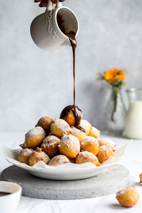 Fritule - Croatian Fritters | Bite It Quick Fritule Croatian, Croatian Recipes, Festive Desserts, Fritter Recipes, Plain Yogurt, Dessert Spoons, Beignets, Photographing Food, Cooking Time