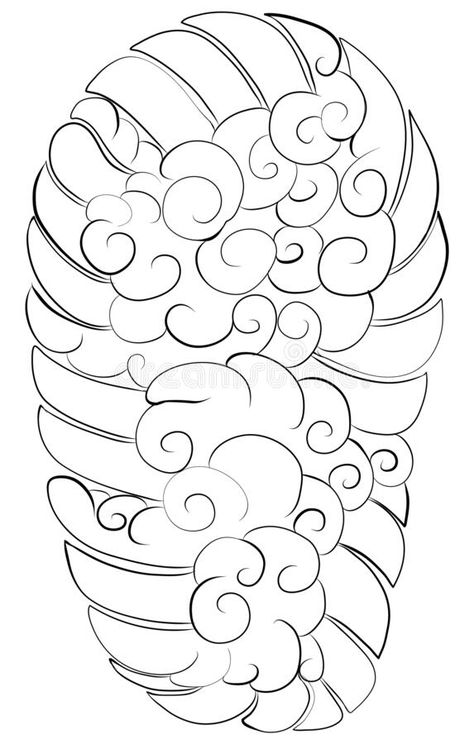 Cloud tattoo ,coloring book japanese style. Traditional Asian tattoo.Tattoo art highly detailed in line art style stock illustration Japanese Tattoo Art Clouds, Japanese Concept Tattoo, Japanese Cloud Tattoo Design, Japanese Art Simple, Clouds Tattoo Stencil, Tattoo Art Styles, Japanese Line Art, Japanese Tattoo Art Traditional, Chinese Waves