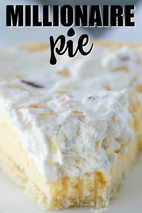 Millionaire Pie Recipe, Millionaire Pie, Pie Crust Uses, Dessert Pie Recipes, Canned Peaches, Snacks Saludables, Pie Dessert, Vintage Recipes, No Bake Desserts