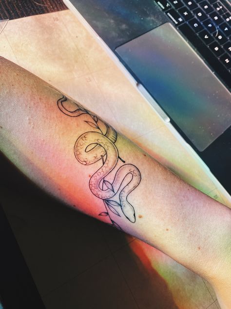 Snake and vine tattoo Vine And Snake Tattoo, Snake With Vines Tattoo, Snake In Vines Tattoo, Snake Vine Tattoo, Snake And Vine Tattoo, Garden Snakes, Vine Drawing, Vine Tattoo, Vine Tattoos