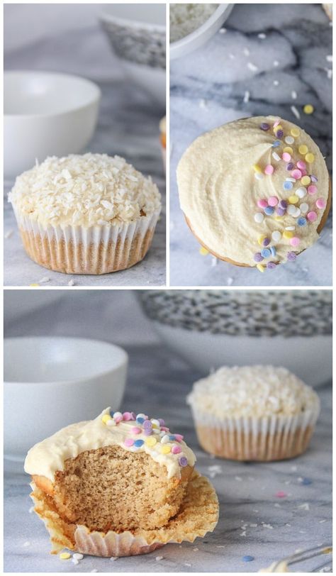 Gluten Free Single Serve Vanilla Cupcake - Two ways with a dairy free option Healthy Cupcakes Clean Eating, Single Cupcake Recipe, Gluten Free Single Serve, Single Serve Recipes, Gluten Free Desserts Cookies, Healthy Cupcake Recipes, Dairy Free Cupcakes, Gluten Free Cupcakes Vanilla, Gluten Free Chocolate Recipes