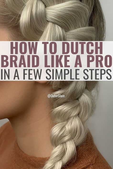 Whether you're getting ready for a casual day out or preparing for a special occasion, mastering the Dutch braid can add a touch of elegance and flair to your hairstyle. If you're aiming to elevate your braiding skills effortlessly, this guide is for you. Discover simple steps and expert tips to perfect the art of Dutch braiding like a pro. Chunky Dutch Braid, Fake Dutch Braid, How To Dutch Braid Step By Step, Heritage Drawing, Dutch French Braid, Dutch Pigtail Braids, Dutch Braid Tutorial, Double Dutch Braid, Tight Braids