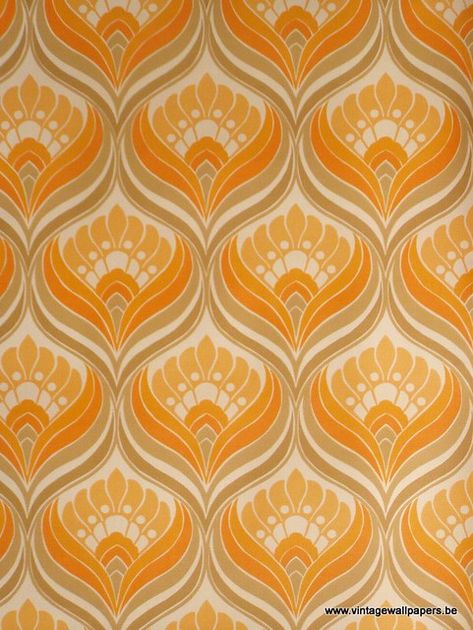 Vintage Wallpapers, Miniature Projects, Retro Pattern, Wallpapers Vintage, Orange Gold, Vintage Aesthetic, Border Design, New Room, Retro Inspired