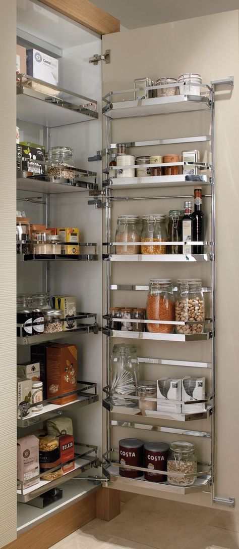 Save Money by Shopping in your own Pantry. Use up what you already own. Kitchen Corner Cupboard, Kitchen Cupboard Organization, Model Dapur, Kabinet Dapur, Kitchen Pantry Storage, Kitchen Pantry Cabinets, Small Kitchens, Kitchen Pantry Design, Kitchen Interior Design Decor