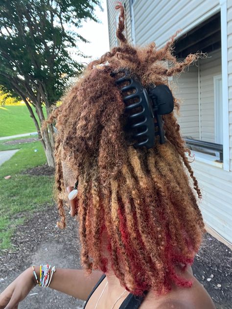 Hair Dye Colors For Black Women Dreads, Dyed Locs Highlights, Skunk Stripe Dreads, Skunk Stripe Dread Locs, Dyed Locs Skunk Stripe, Fall Dreadlock Colors Black Women, Skunk Stripe Locs, Dreadlock Styles For Women Black Locs, Loc Colors