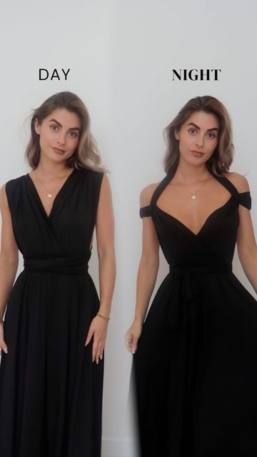 Lydia Rose on Instagram: "Day - night bridesmaid dress ☀️🌙 tag a bridesmaid!⁠ •⁠ #fashiontips #fashionhacks #styletips #stylehacks #fashionhelp #bridesmaid #bridesmaiddress #weddingdress #weddingstyle #multiway" Infinity Dress Bridesmaid Ways To Wear, Ways To Tie A Infinity Dress, Multi Wrap Dress Ideas, Multi Wear Bridesmaid Dress, Infinity Dress Styles Bridesmaid, Wrap Around Dress Classy, Multi-way Dress, Ways To Tie Infinity Dress Bridesmaid, How To Tie Multiway Bridesmaid Dress