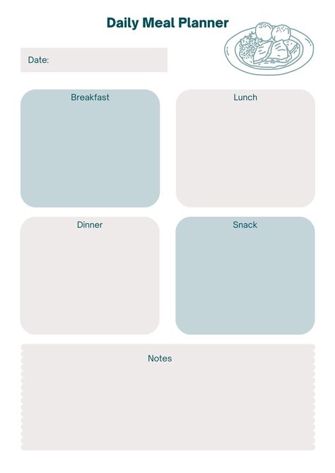 Daily Meal Plan Template, Diet Planner Template, Healthy Food Schedule, Daily Eating Schedule, Healthy Food Planner, Meal Planner Aesthetic, Organisation Templates, My Food Plate, Diet Plan Template