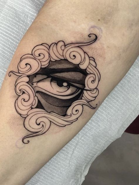 Black And White Neotraditional Tattoos, Black Neotraditional Tattoo, Neo Traditional Tattoos Black, Eyes Tattoo Design, Neotrad Tattoos, Ojo Tattoo, Eye Tattoo Design, Eyeball Tattoo, Tattoo Eye