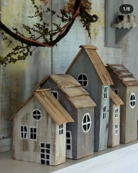 Awesome Inspiration! Wood... - Re-Scape Inspired Recycling | Facebook Tre Kunst, Scrap Wood Crafts, Small Wooden House, Wood Houses, Wood Block Crafts, Hemma Diy, Scrap Wood Projects, Wooden Houses, Driftwood Crafts