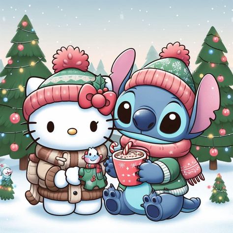 Christmas Stitch Disney Drawing, Merry Stitchmas Wallpaper, Stitch Navidad Disney, Christmas Cartoon Wallpaper, Christmas Drawings Beautiful, Hello Kitty And Stitch, Stitch Christmas Wallpaper, Abc Stitch, Immagini Grinch