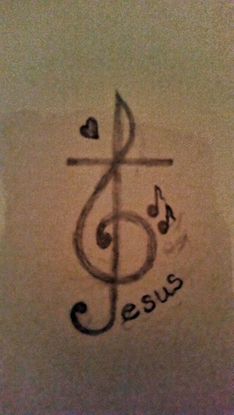 Cross And Music Note Tattoo, Music Notes Tattoo, Bible Tattoos, Music Note Tattoo, Music Notes Art, Note Tattoo, Tattoo Lettering Styles, Remembrance Tattoos, Music Tattoo Designs