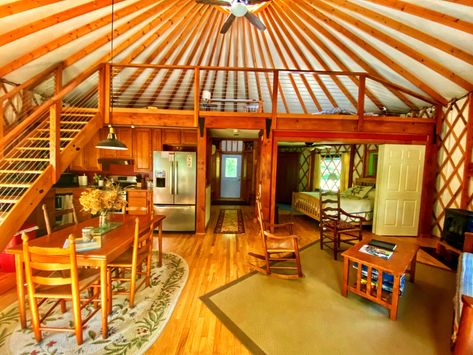 Yurt — Cair Paravel Farm and Lodging Yurt Interior Design, Yurt Loft, Yurt Interior, Cair Paravel, Round House Plans, Yurt Home, Yurt Living, Boho Cozy, Tent Living