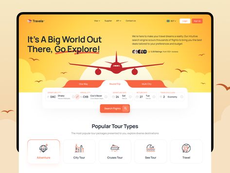 Booking Website Design, Air Ticket Booking, Booking Website, Flight Booking, Header Design, Website Header, Website Header Design, Landing Page, Global Community