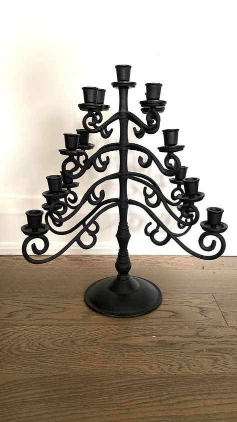 Vintage Heavy Iron Candelabra, 16 Branch Tree Shape Candle Holder, Christmas or Halloween Iron Candelabra Centerpiece 20 - Etsy Candle Holder Christmas, Candelabra Centerpiece, Branch Tree, Iron Candle Holders, Hidden Places, Tree Shapes, Candle Shapes, Aesthetic Bedroom, Art Accessories