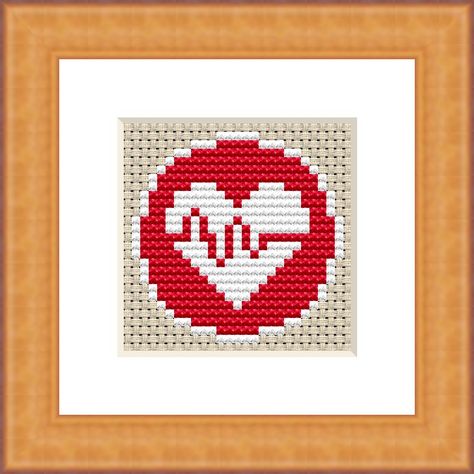 Medical heart cross stitch pattern Cross Stitch Medical, Medical Cross Stitch, Quick Cross Stitch, Medical Heart, Heart Cross Stitch Pattern, Heart Cross Stitch, Free Cross Stitch Pattern, Mini Christmas Stockings, Corner Crochet