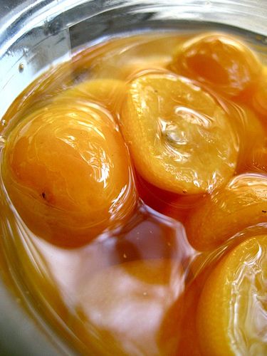 [ Recipe: Sweet Pickled Kumquats ] The process includes blanching kumquats then immersing them in a bath of sugar, vinegar and aromatic spices such as cinnamon and cloves. This produces a very sweet, very tart, nicely spiced treat. ~ from VanillaGarlic.com Kumquat Pickle Recipes, Garlic Pickled, Pickled Sweet Peppers, Salsa Ranchera, Kumquat Recipes, Seville Orange, Orange Jam, Sour Orange, Pickled Vegetables